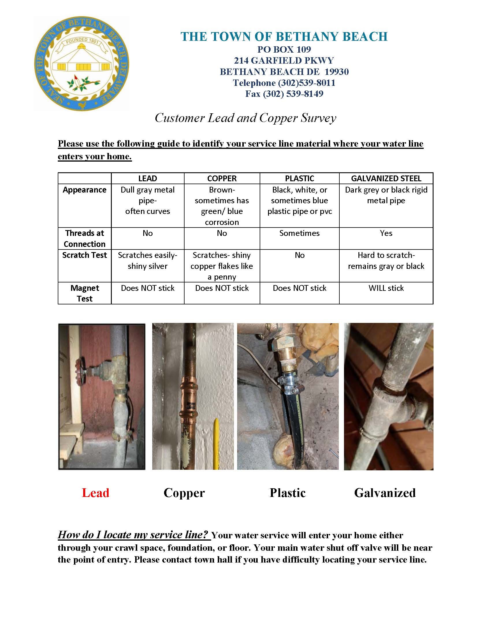 2024 Identifying Water Line Material Bethany Beach